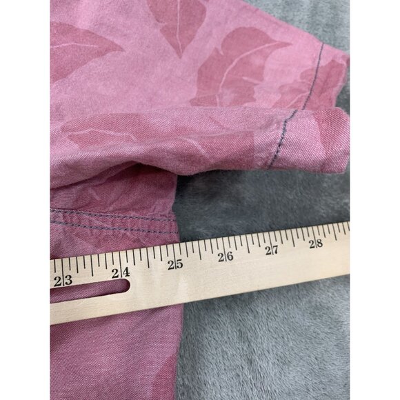 Red Camel Men's XXL Pink Leaf Print Tropical Floral Button-Down Polo Shirt - Picture 4 of 7